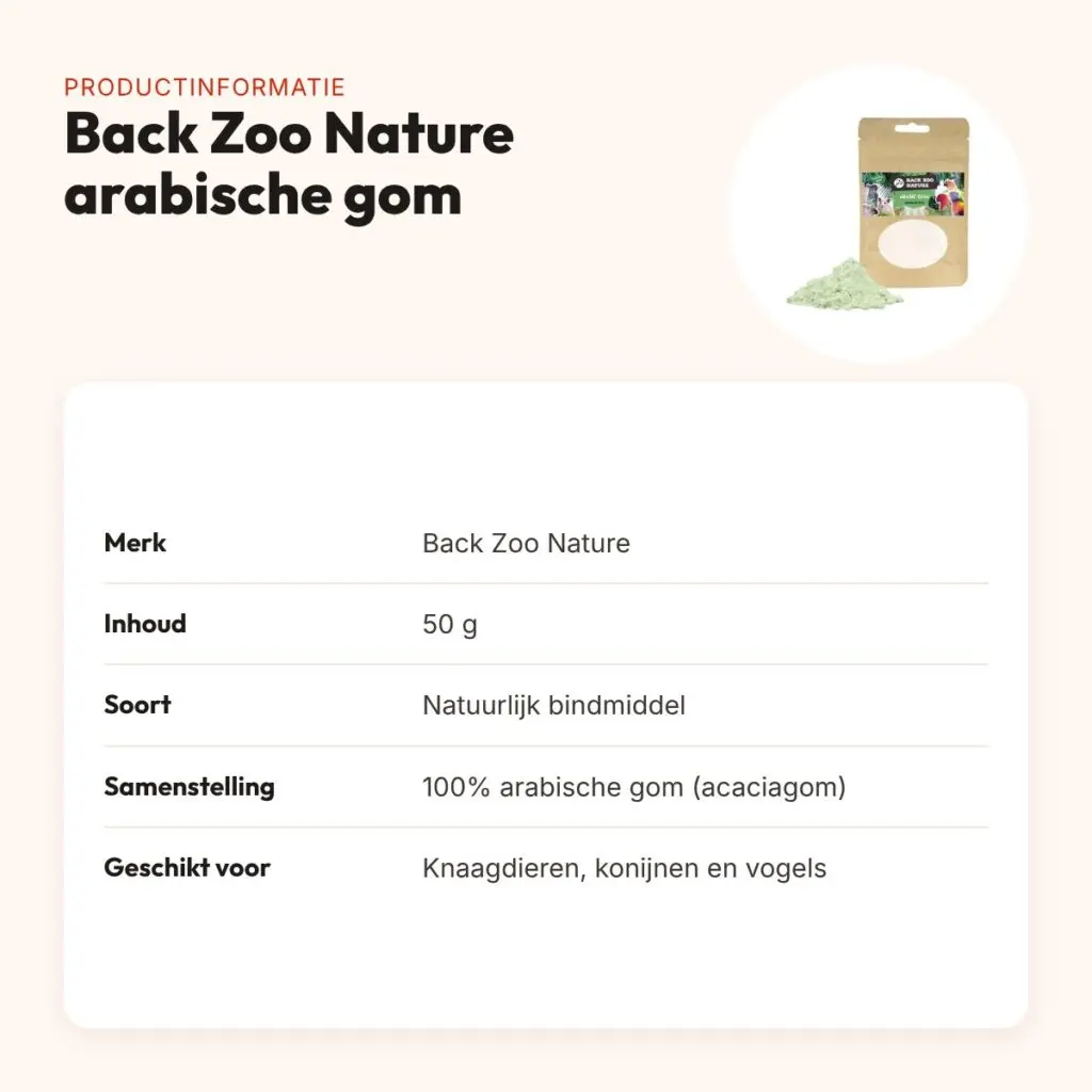 Back Zoo Nature arabische gom 50 g – natuurlijk bindmiddel voor foerageren – productinformatie