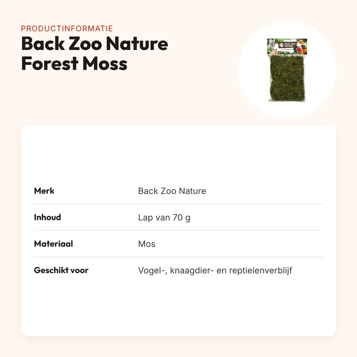 Back Zoo Nature Forest Moss 70 g – natuurlijke lap mos voor het verblijf – productinformatie