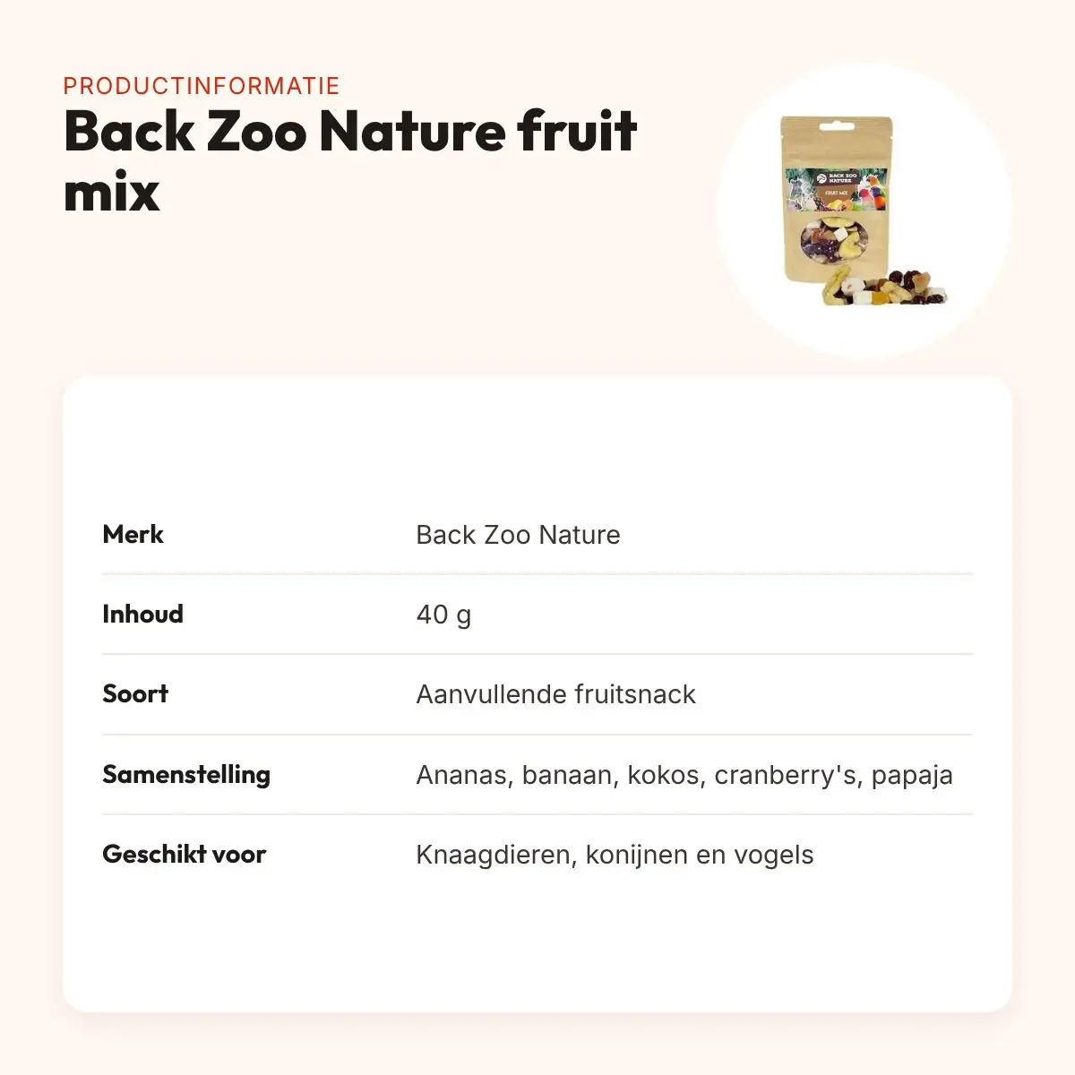 Back Zoo Nature fruit mix 40 g – gedroogd fruit – productinformatie