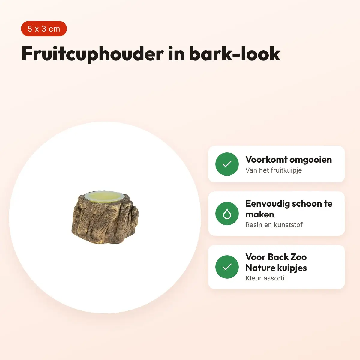 Back Zoo Nature fruitcuphouder bark-look 5 x 3 cm – assorti – voordelen