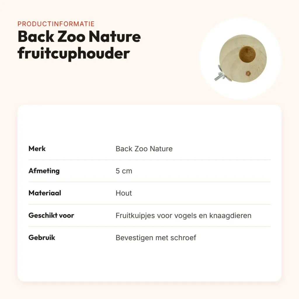 Back Zoo Nature fruitcuphouder basic met schroef 5 cm – hout – productinformatie