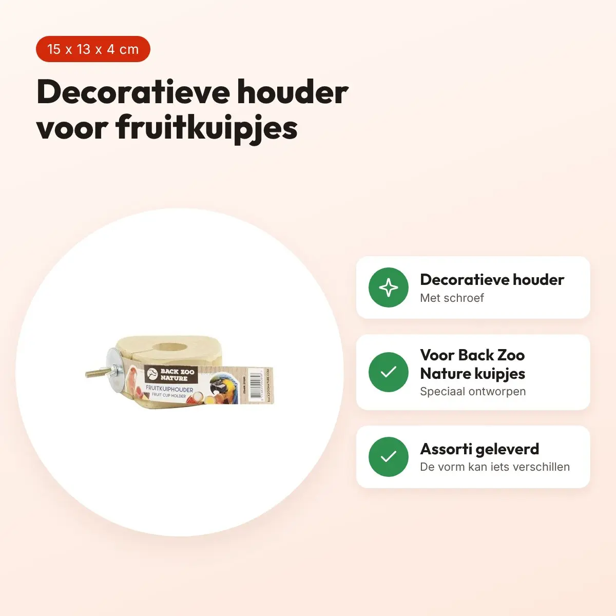 Back Zoo Nature fruitkuipjeshouder met schroef 15 x 13 x 4 cm – assorti – voordelen