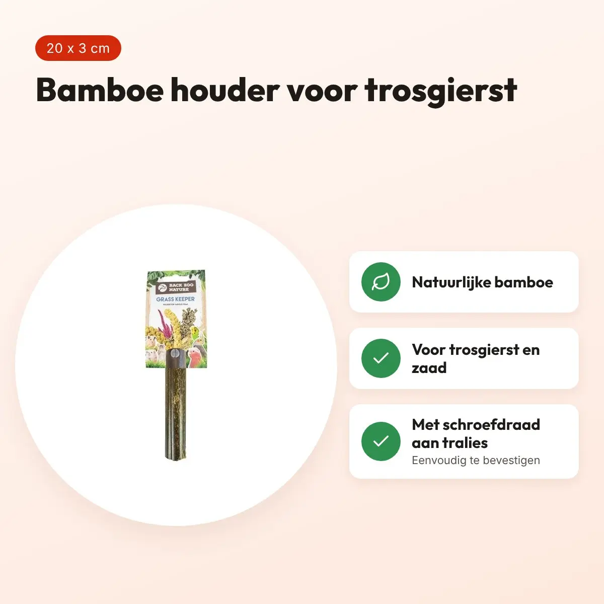 Back Zoo Nature Grass Keeper 20 x 3 cm – bamboe voederhouder – voordelen