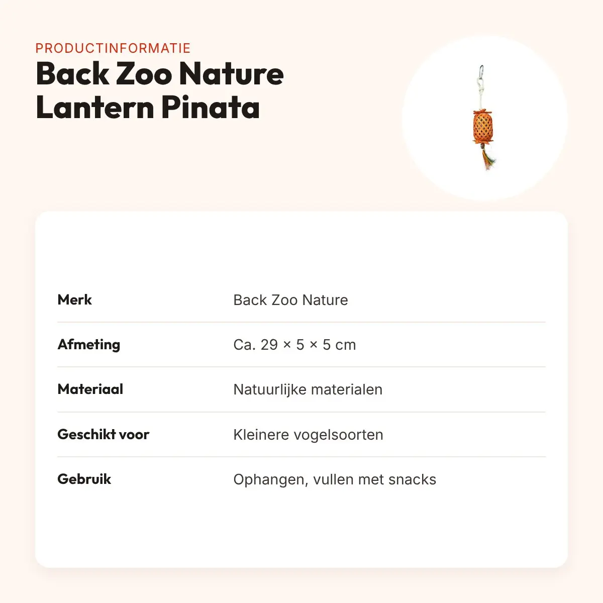 Back Zoo Nature Lantern Pinata 29 x 5 x 5 cm – kleurrijk foerageerspeeltje – productinformatie