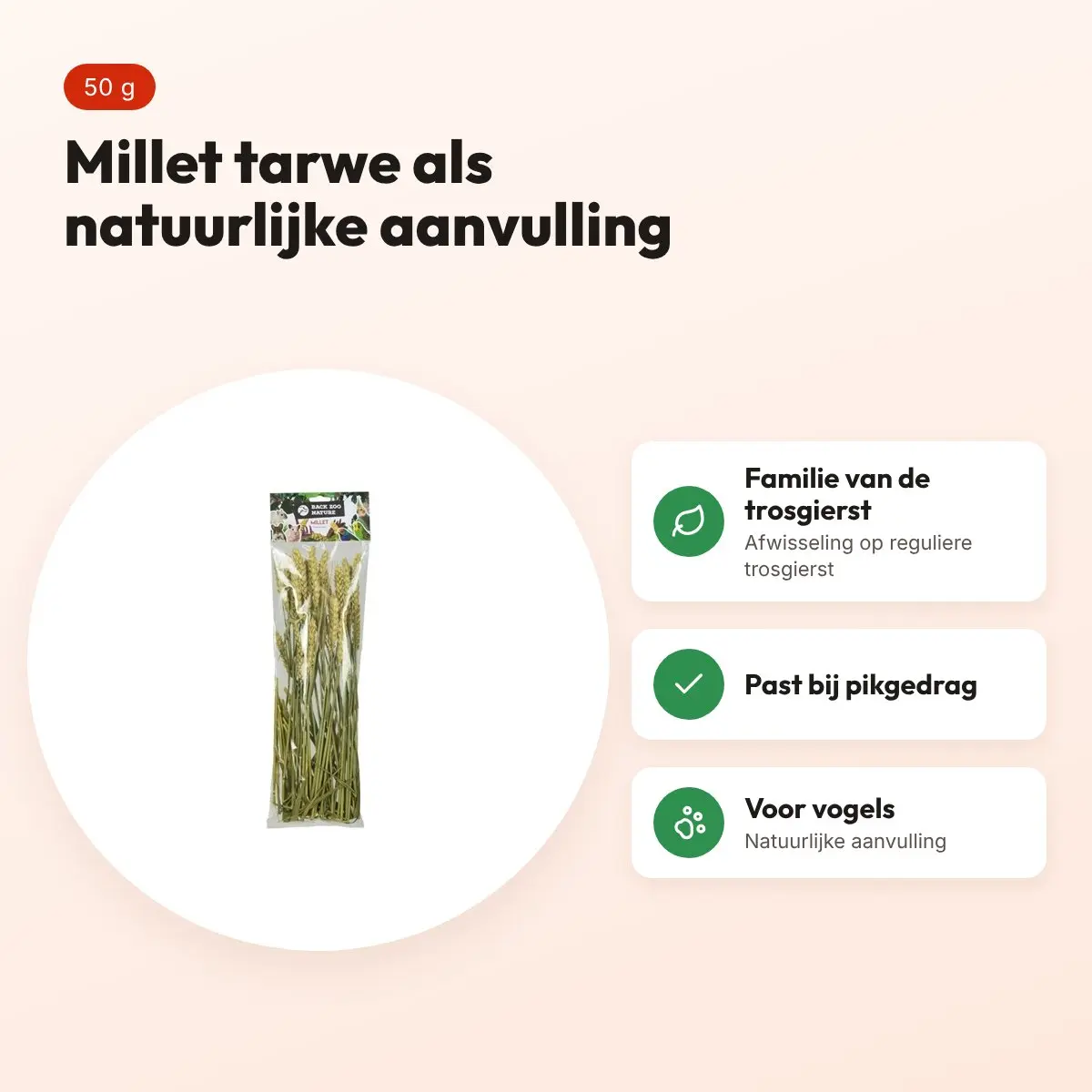Back Zoo Nature millet tarwe 50 g – natuurlijke aanvulling voor vogels – voordelen