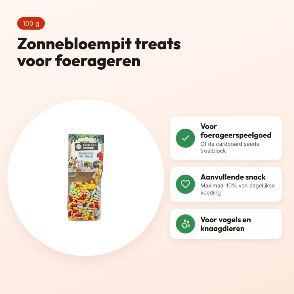 Back Zoo Nature parrot sunflower seed treats 100 g – zonnebloempitten – voordelen