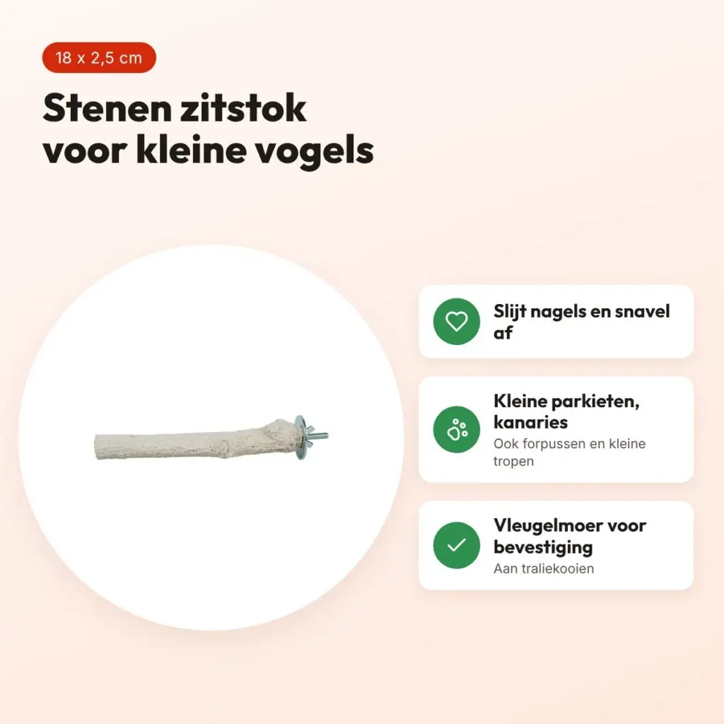 Back Zoo Nature Super Stone Perch 18 x 2,5 cm – zitstok voor kleine vogels – voordelen