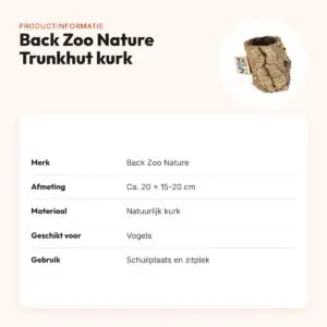 Back Zoo Nature Trunkhut kurk 20 x 15-20 cm – schuilplaats voor vogels – productinformatie