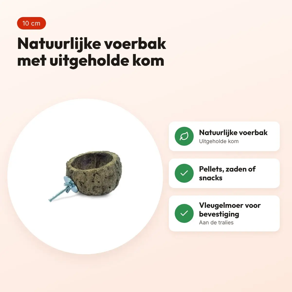 Back Zoo Nature voerbak Discovery Bowl 10 cm – natuurlijke kom, papegaaien – voordelen
