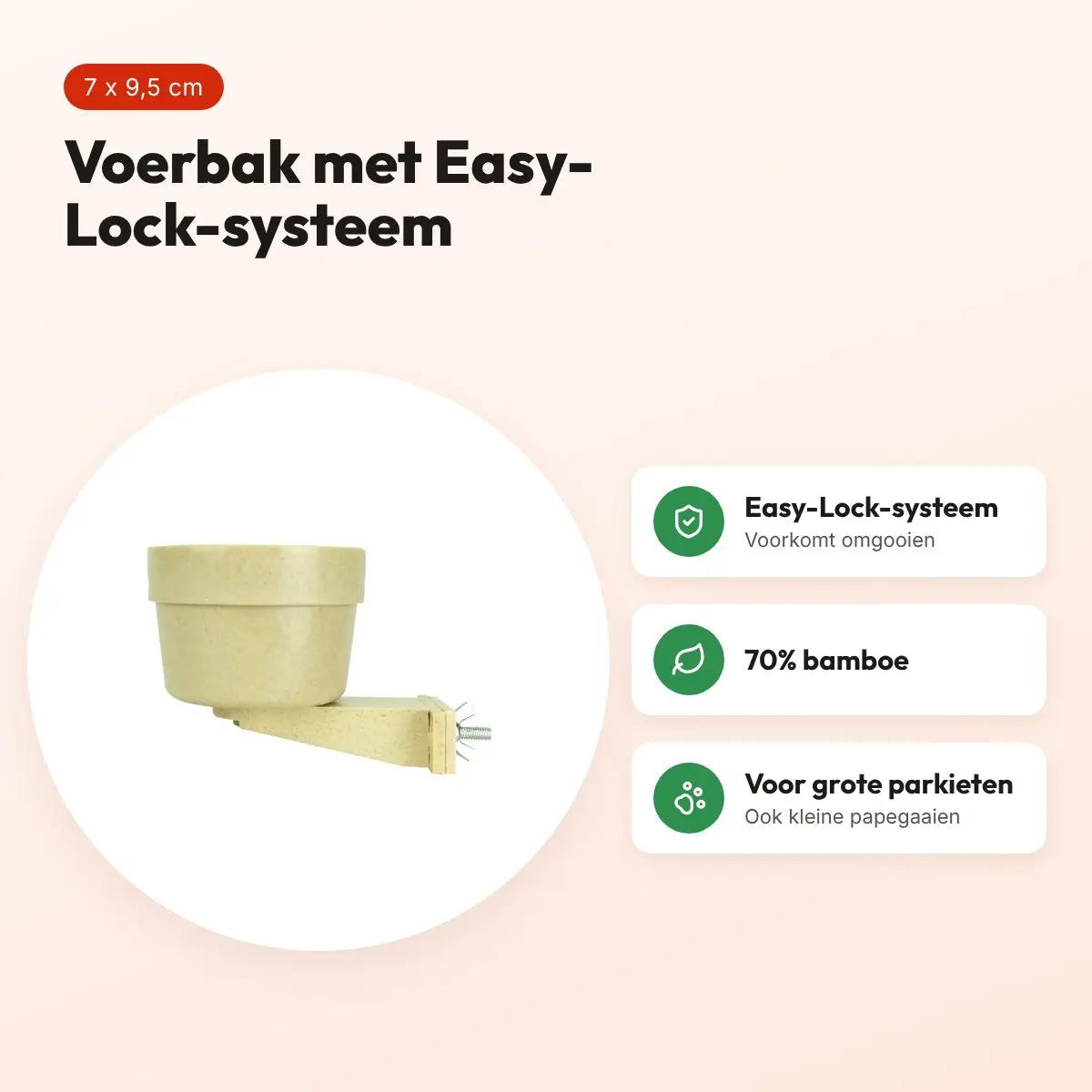 Back Zoo Nature voerbak Easy-Lock 7 x 9,5 cm – grote parkieten – voordelen