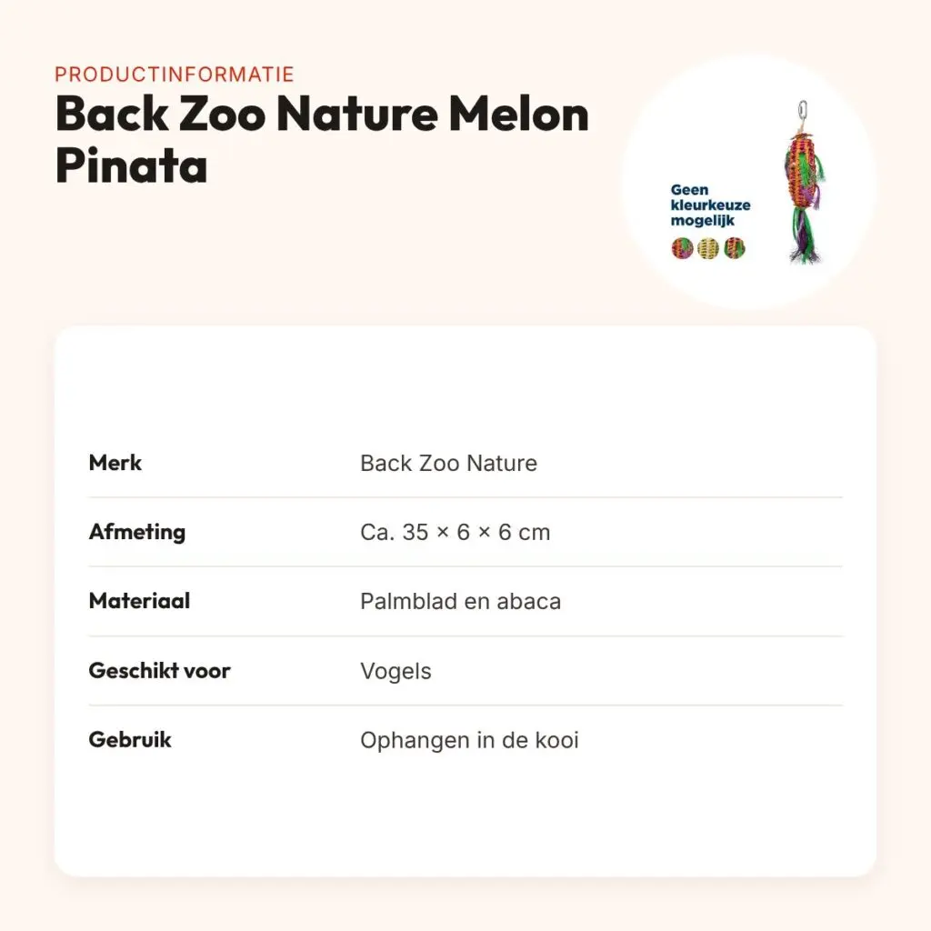 Back Zoo Nature vogelspeeltje Melon Pinata 35 x 6 x 6 cm – productinformatie