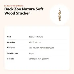 Back Zoo Nature vogelspeeltje Soft Wood Stacker 36 x 8 x 8 cm – sola hout – productinformatie