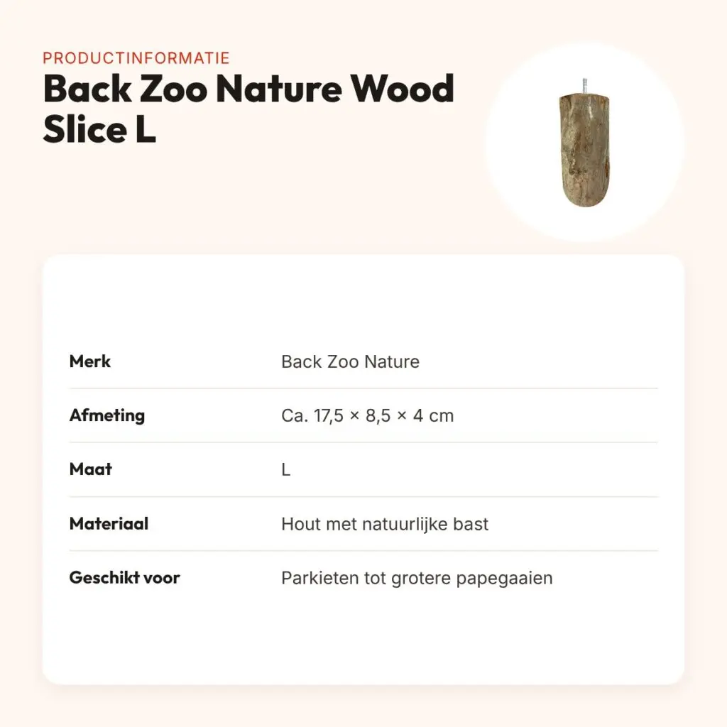 Back Zoo Nature Wood Slice Perch L 17,5 x 8,5 x 4 cm – houten zitstok – productinformatie