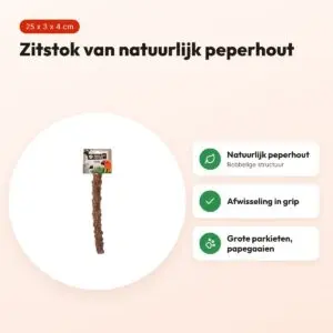 Back Zoo Nature zitstok peperhout 25 x 3 x 4 cm – Pepper Wood Perch – voordelen