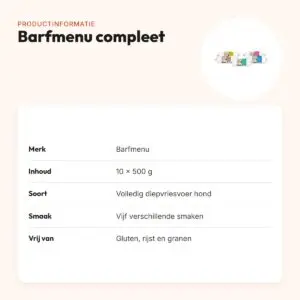 Barfmenu compleet hondenvoer 10 x 500 g – 5 smaken, vers – productinformatie