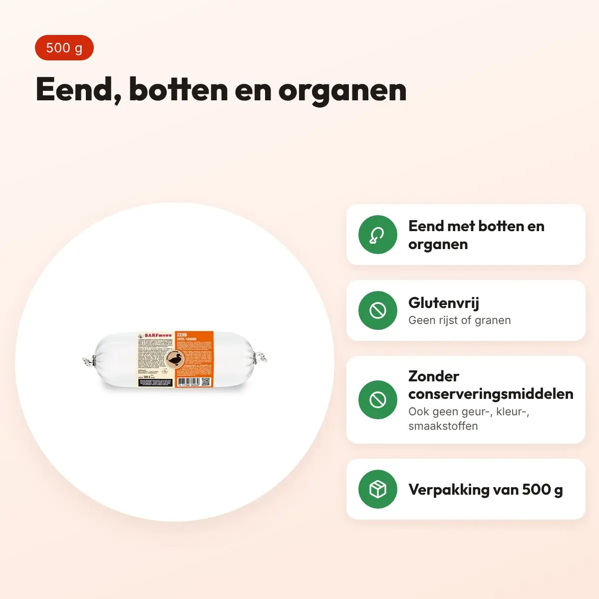 Barfmenu eend hondenvoer 500 g – glutenvrij – voordelen
