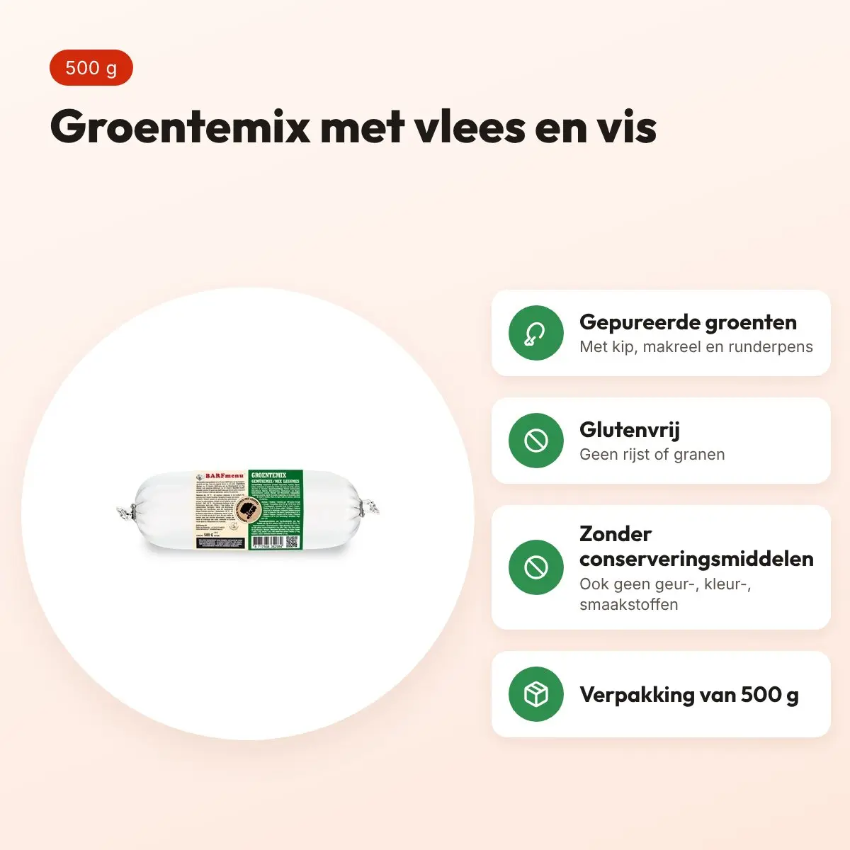 Barfmenu groentemix hondenvoer 500 g – glutenvrij – voordelen