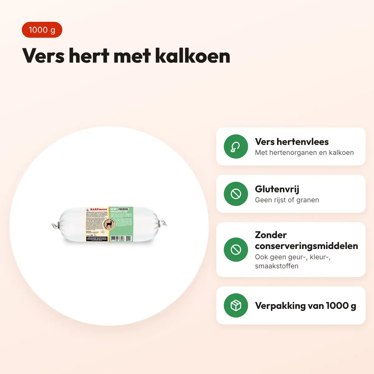Barfmenu hert premium hondenvoer 1000 g – glutenvrij – voordelen