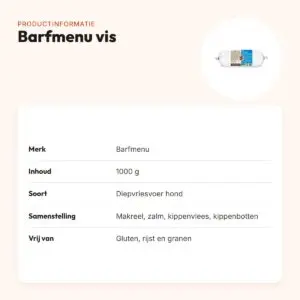 Barfmenu vis hondenvoer 1000 g – glutenvrij – productinformatie
