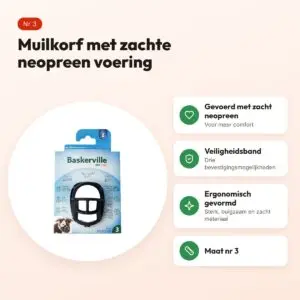 Baskerville Ultra Muzzle muilkorf nr 3 – neopreen gevoerd – voordelen
