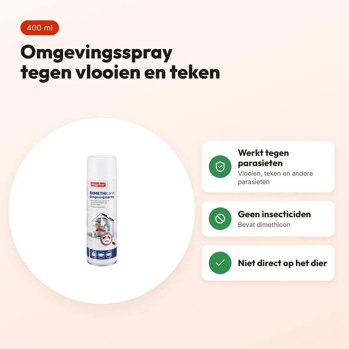 Beaphar Dimethicare omgevingsspray tegen vlooien en teken 400 ml – voordelen