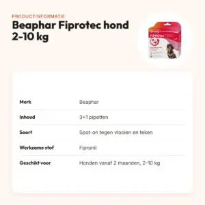 Beaphar Fiprotec spot-on hond 2-10 kg – vlooien en teken, 3+1 pipetten – productinformatie