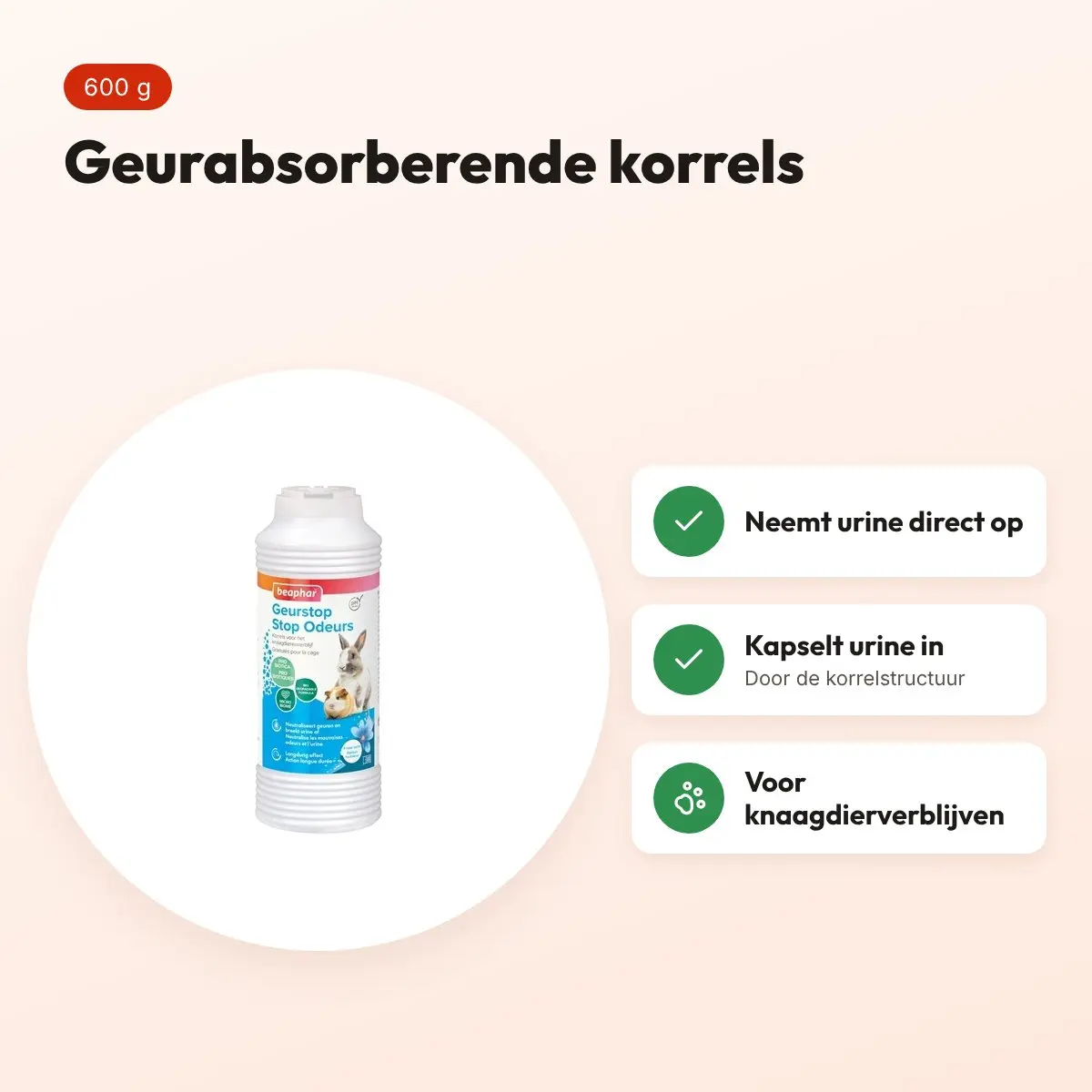 Beaphar Geurstop knaagdier 600 g – geurabsorberende korrels – voordelen