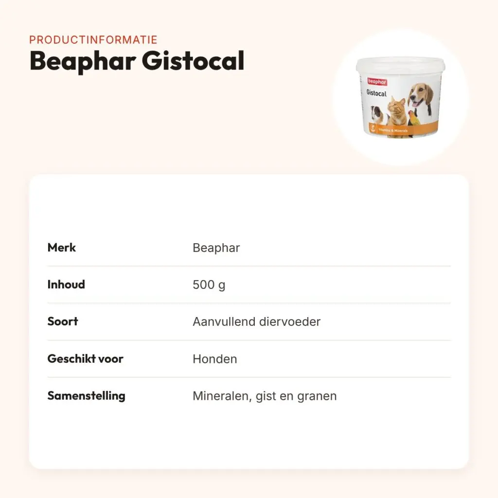 Beaphar Gistocal 500 g – aanvullend diervoeder voor honden – productinformatie