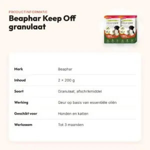 Beaphar Keep Off granulaat 2 x 200 g – afschrikmiddel voor honden en katten – productinformatie