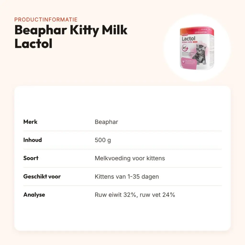 Beaphar Kitty Milk Lactol 500 g – melkvoeding voor kittens van 1-35 dagen – productinformatie