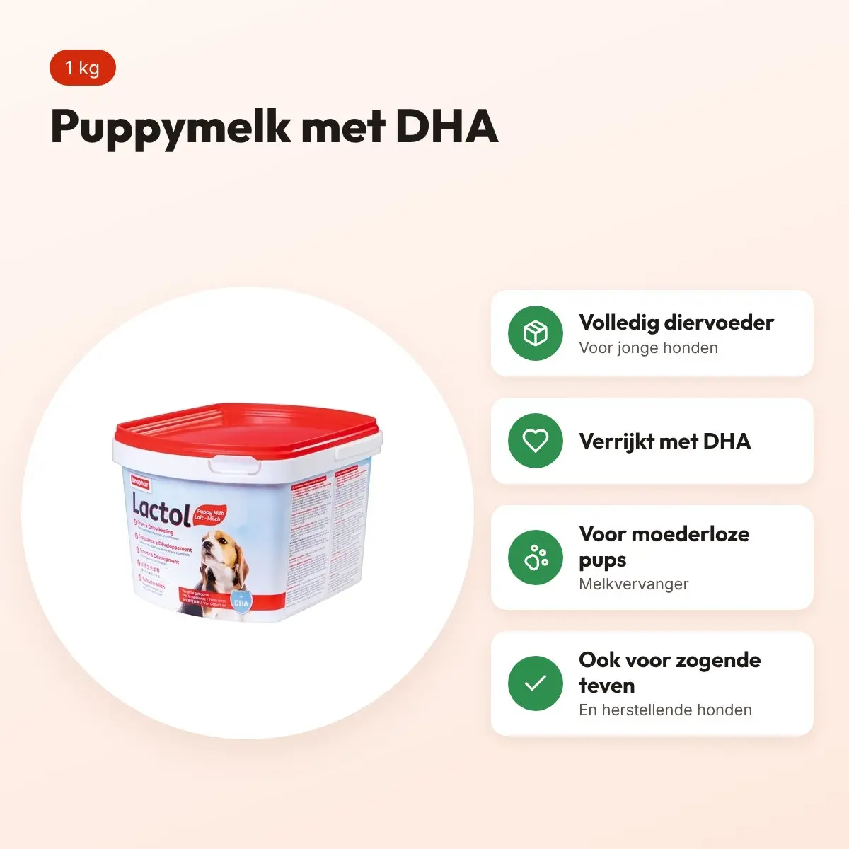 Beaphar Lactol puppymelk 1 kg – met DHA, voor moederloze pups – voordelen