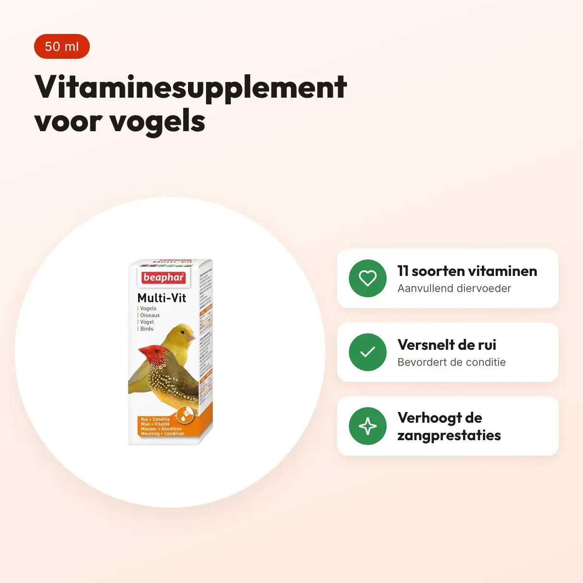 Beaphar Multi-Vit vogels 50 ml – vitaminesupplement voor vogels – voordelen