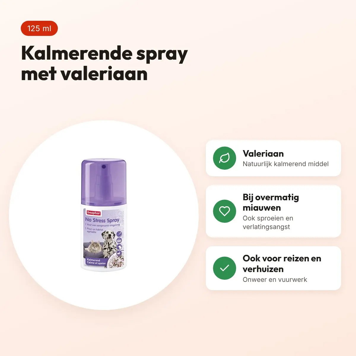 Beaphar No Stress spray kat 125 ml – met valeriaan – voordelen