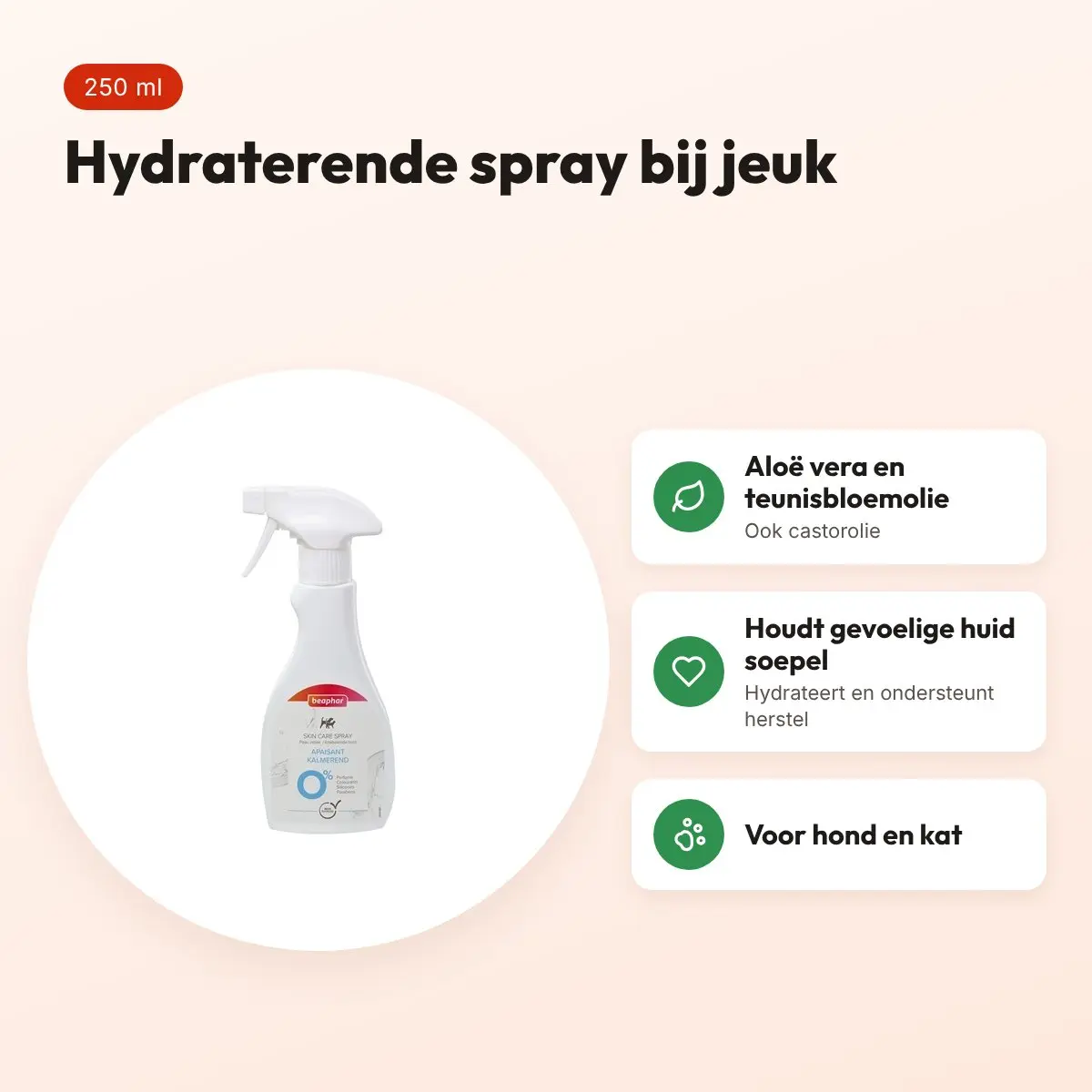 Beaphar spray bij jeuk voor hond en kat 250 ml – hydraterend – voordelen