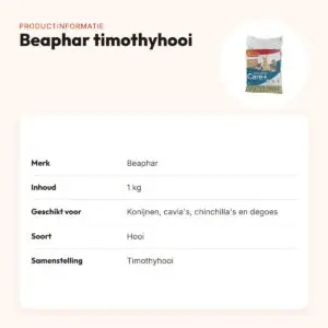 Beaphar timothyhooi 1 kg – voor konijnen en knaagdieren – productinformatie