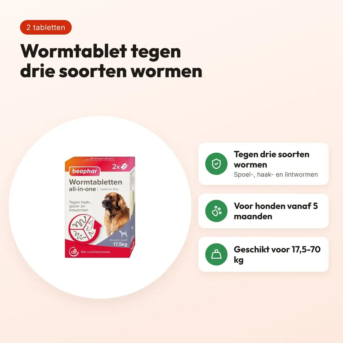 Beaphar wormtablet All-in-One hond 17,5-70 kg – 2 tabletten – voordelen