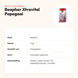 Beaphar Xtravital papegaaienvoer Papegaai 3 kg – productinformatie