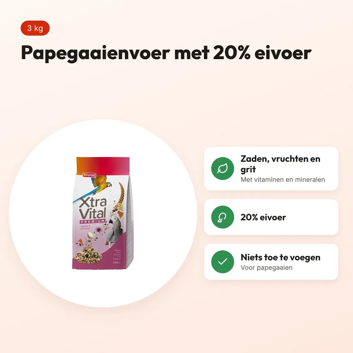 Beaphar Xtravital papegaaienvoer Papegaai 3 kg – voordelen