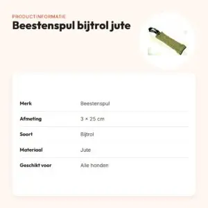 Beestenspul bijtrol jute 3 x 25 cm – met 2 handvaten – productinformatie