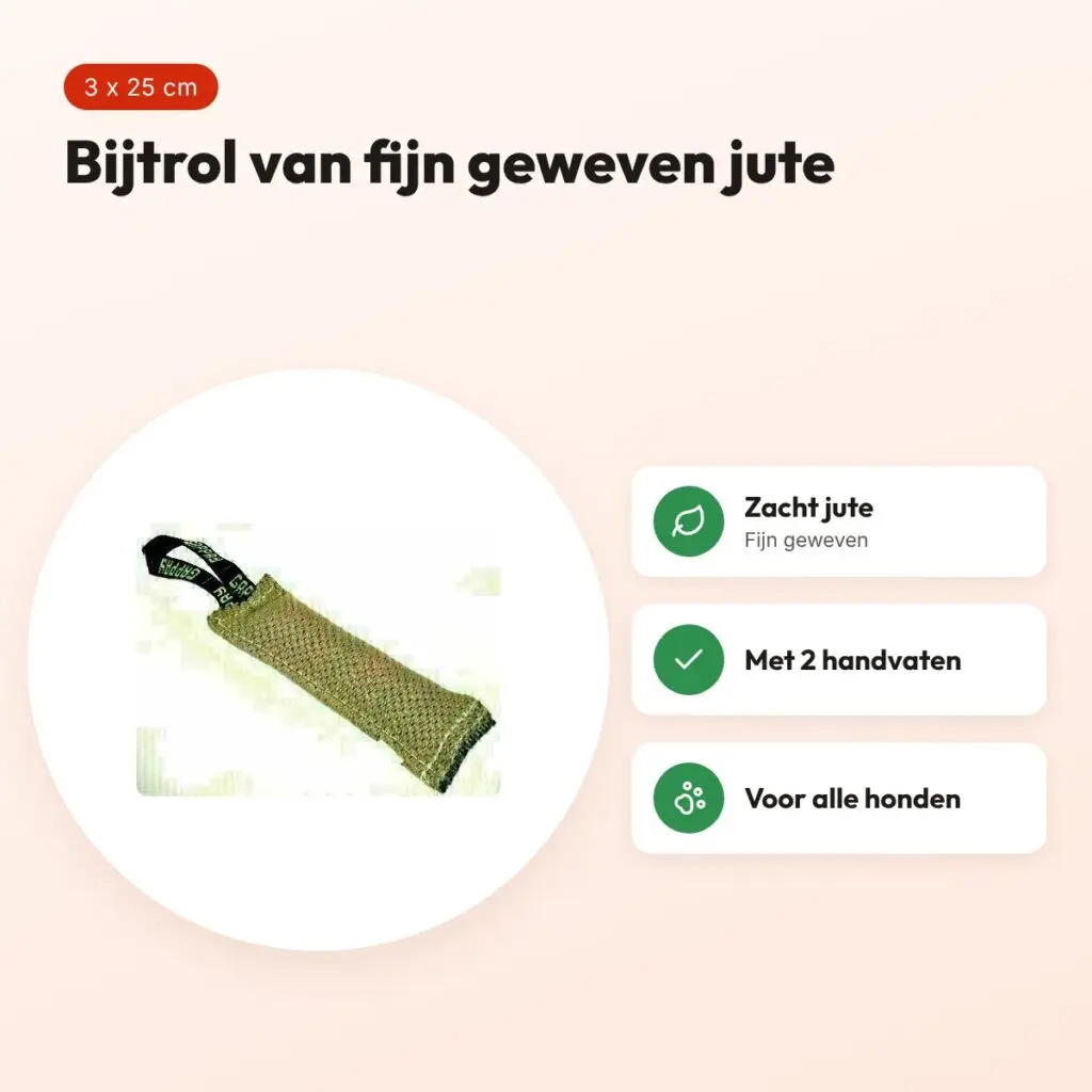 Beestenspul bijtrol jute 3 x 25 cm – met 2 handvaten – voordelen