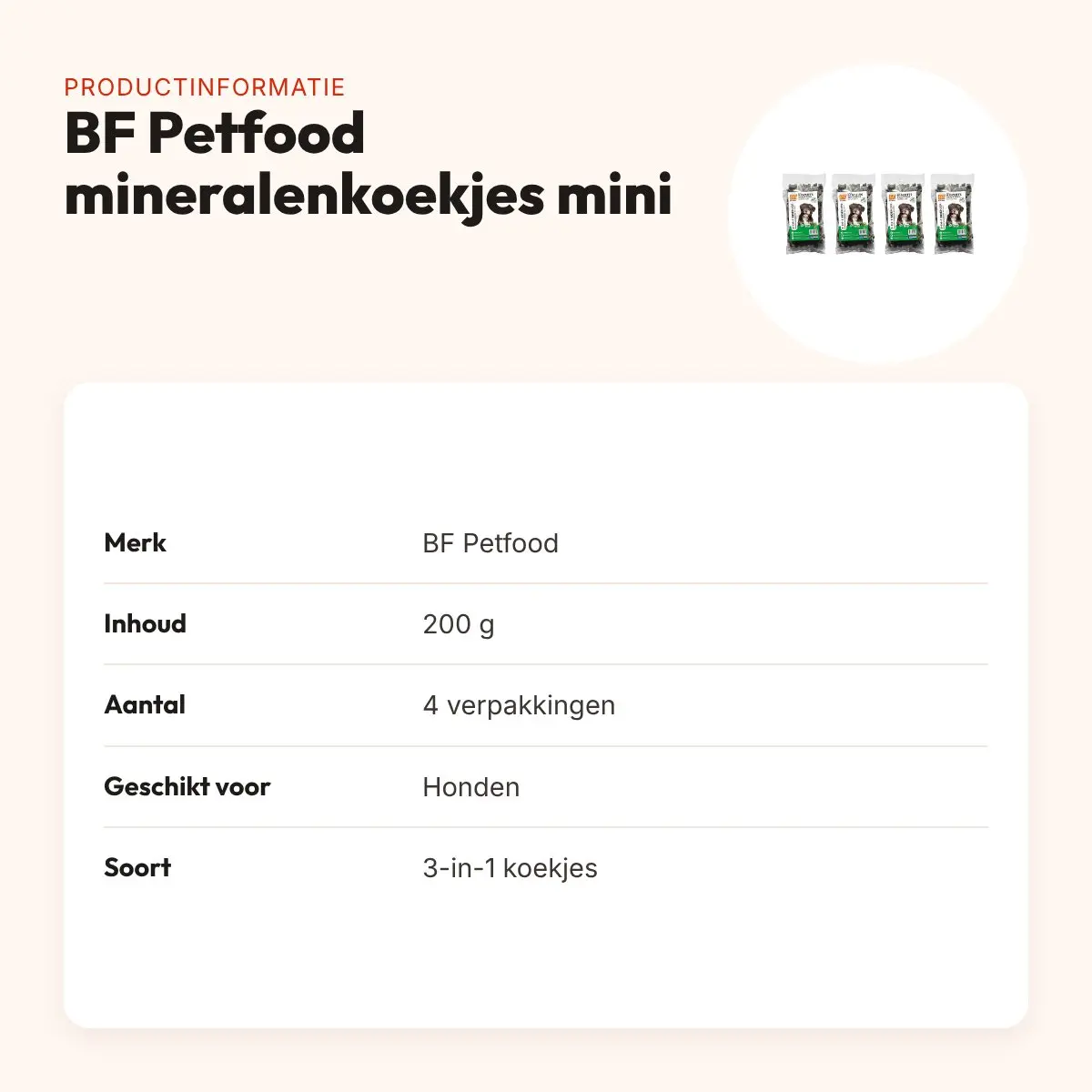 BF Petfood 3-in-1 mineralenkoekjes mini hond 200 g – multipack 4 stuks – productinformatie