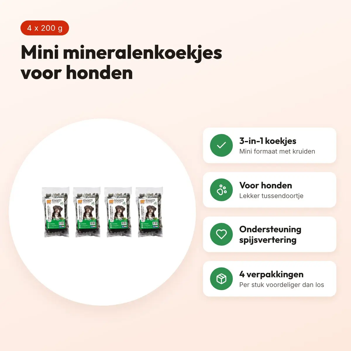BF Petfood 3-in-1 mineralenkoekjes mini hond 200 g – multipack 4 stuks – voordelen