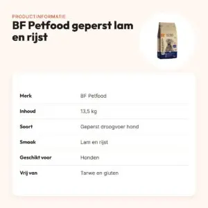 BF Petfood geperst hondenvoer lam en rijst Premium 13,5 kg – hypoallergeen – productinformatie