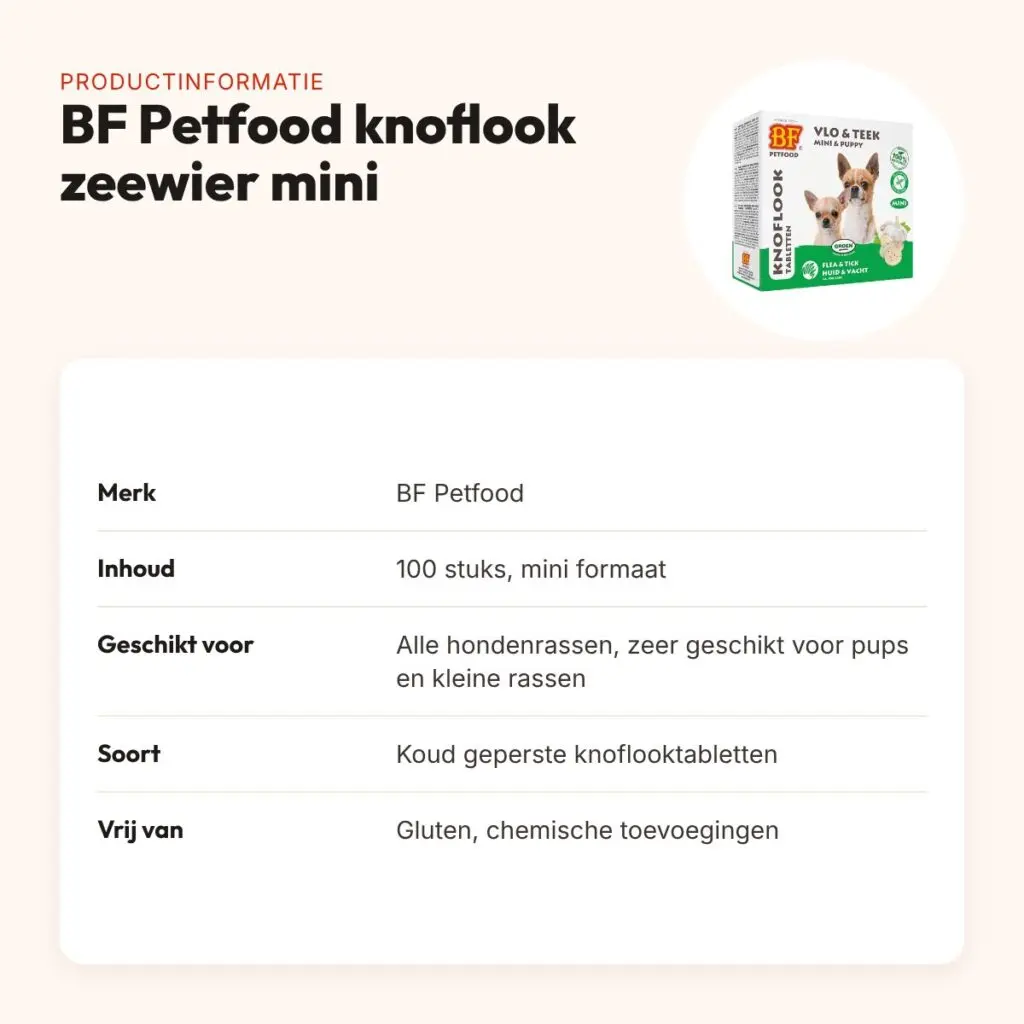 BF Petfood hondensnoepjes knoflook zeewier Mini 100 stuks – productinformatie