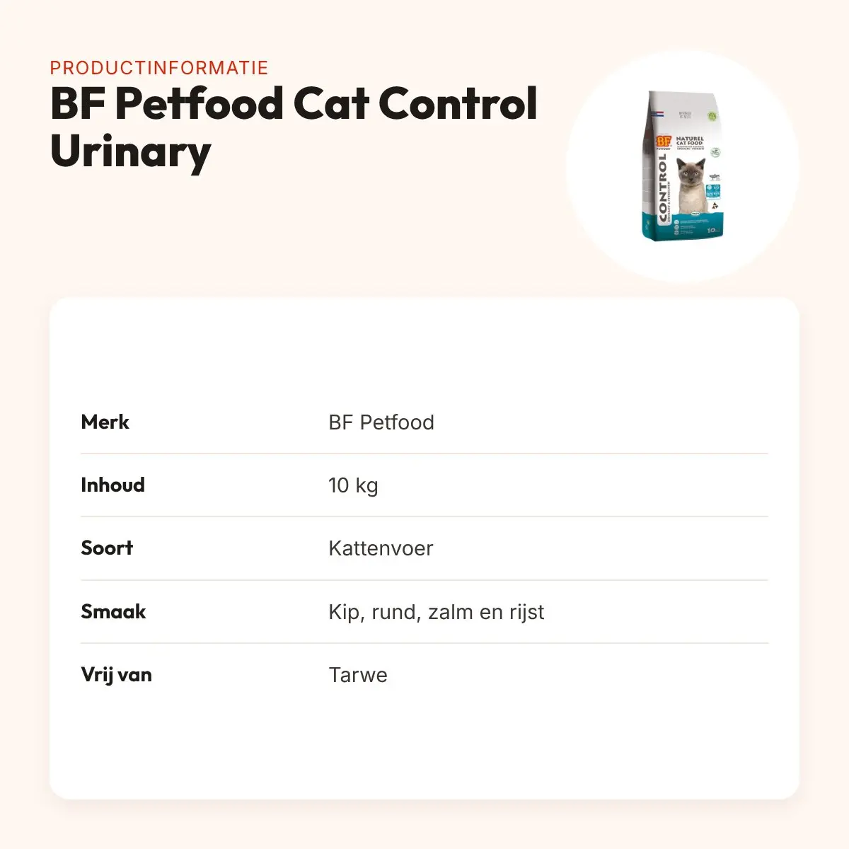 BF Petfood kattenvoer Cat Control Urinary & Sterilised 10 kg – productinformatie