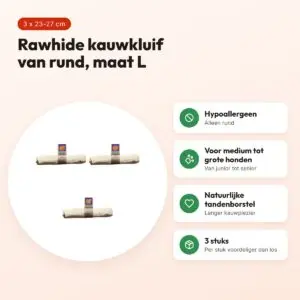 BF Petfood kauwkluif rawhide Large 23-27 cm – multipack 3 stuks – voordelen