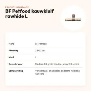 BF Petfood kauwkluif rawhide naturel L 23-27 cm – hypoallergeen – productinformatie