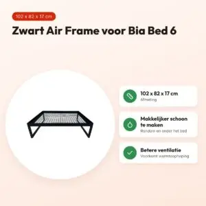 Bia Air Frame hondenbed zwart 102 x 82 x 17 cm – voor Bia Bed 6 – voordelen