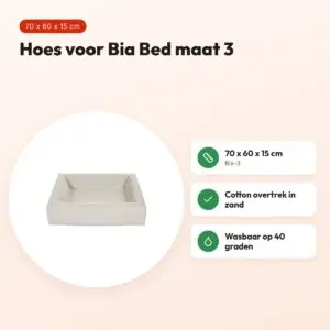 Bia Bed cotton hoes hondenmand zand 70 x 60 x 15 cm – maat 3 – voordelen