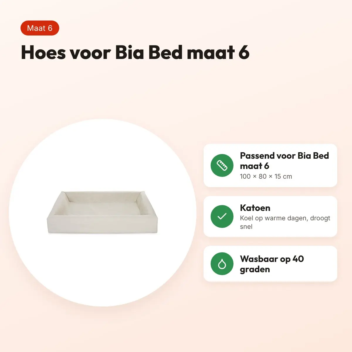 Bia Bed cotton hoes zand maat 6 (Bia-6) 100 x 80 x 15 cm – katoen – voordelen